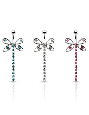 Piercing nombril papillon chaine gemmes