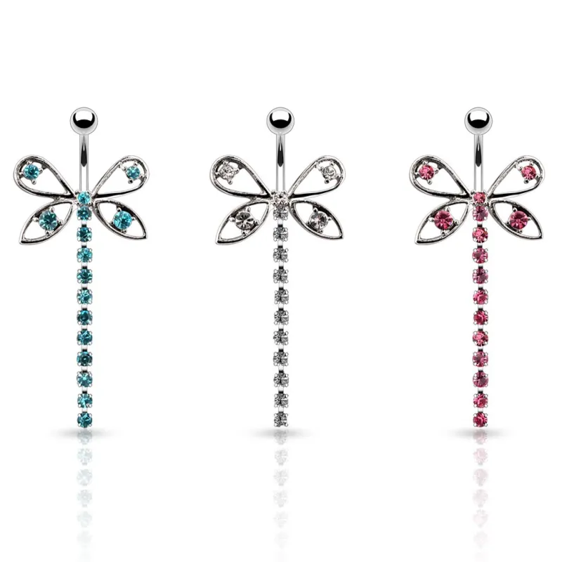 Piercing nombril papillon chaine gemmes