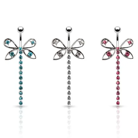 Piercing nombril papillon chaine gemmes