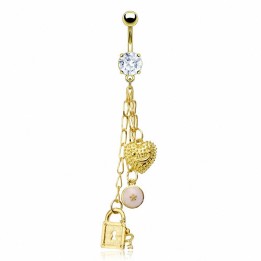 Piercing nombril plaqué or cadenas
