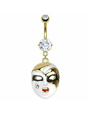 Piercing nombril plaqué or masque vénitien