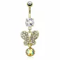 Piercing nombril plaqué or papillon marguerite
