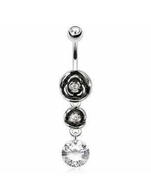 Piercing nombril deux roses