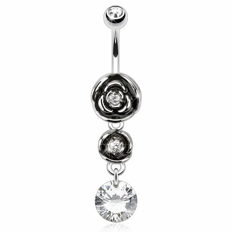 Piercing nombril deux roses