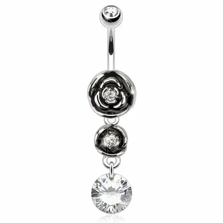Piercing nombril deux roses