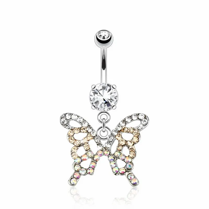 Piercing nombril papillon pierres zircon