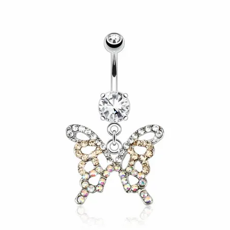 Piercing nombril papillon pierres zircon