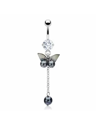 Piercing nombril nacre papillon
