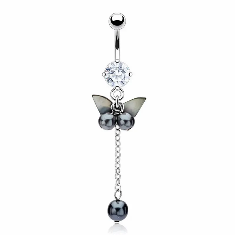 Piercing nombril nacre papillon