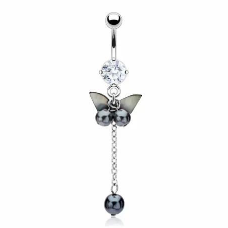 Piercing nombril nacre papillon