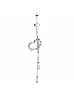 Piercing nombril coeur deux chaines