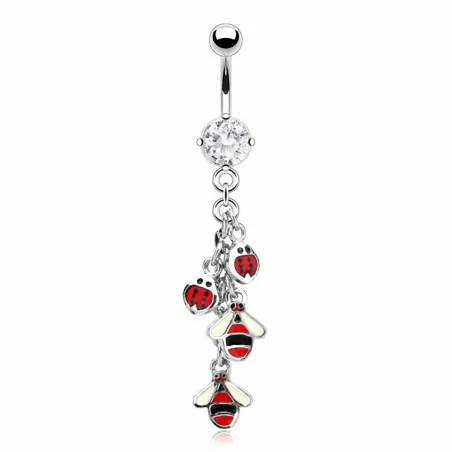 Piercing nombril coccinelles abeilles