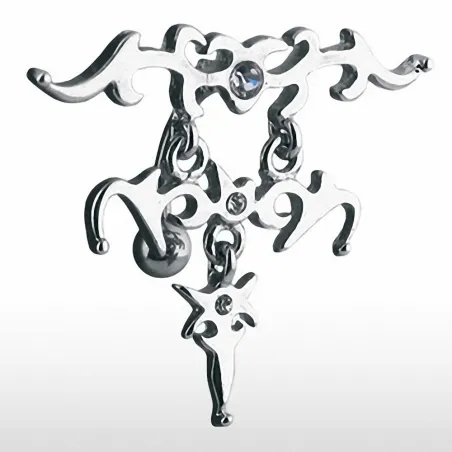 Piercing nombril inversé tribal triple