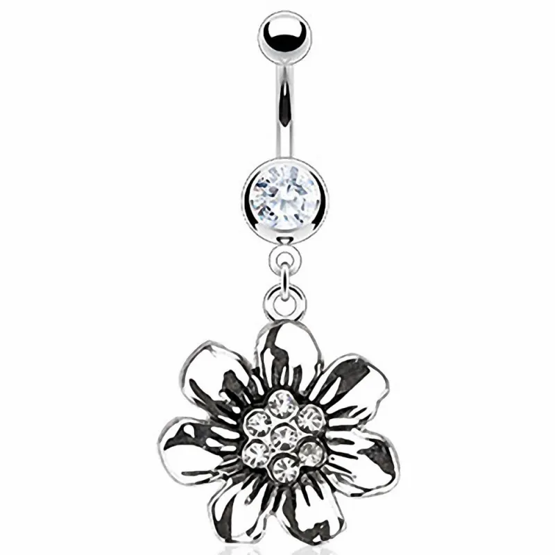 Piercing nombril vintage fleur