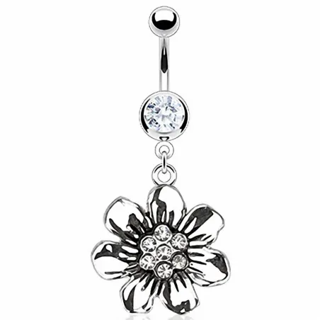 Piercing nombril vintage fleur