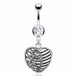 Piercing nombril vintage coeur royal