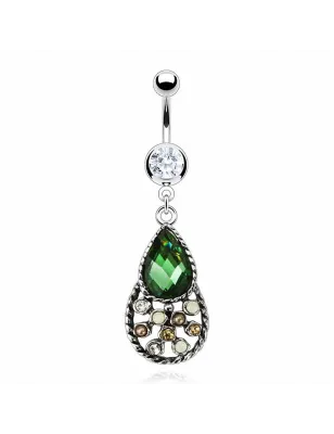 Piercing nombril vintage émeraude