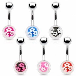 Piercing nombril boule fleurs