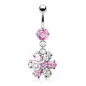 Piercing nombril fleur clair rose