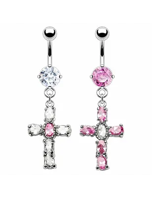 Piercing nombril croix pierres