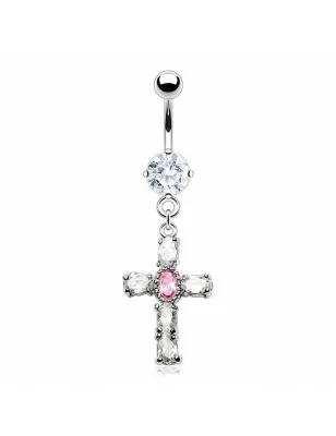 Piercing nombril croix pierres