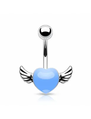 Piercing nombril coeur ailes d'ange