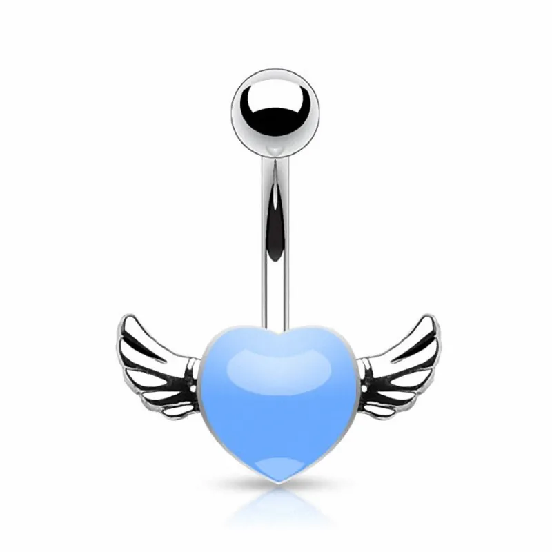 Piercing nombril coeur ailes d'ange