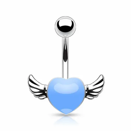 Piercing nombril coeur ailes d'ange