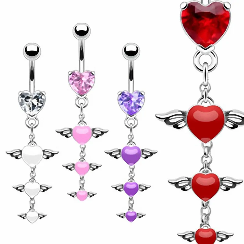 Piercing nombril ailes d'ange triple