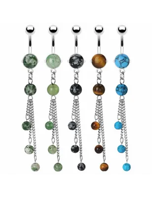 Piercing nombril chaines pierres semi précieuses