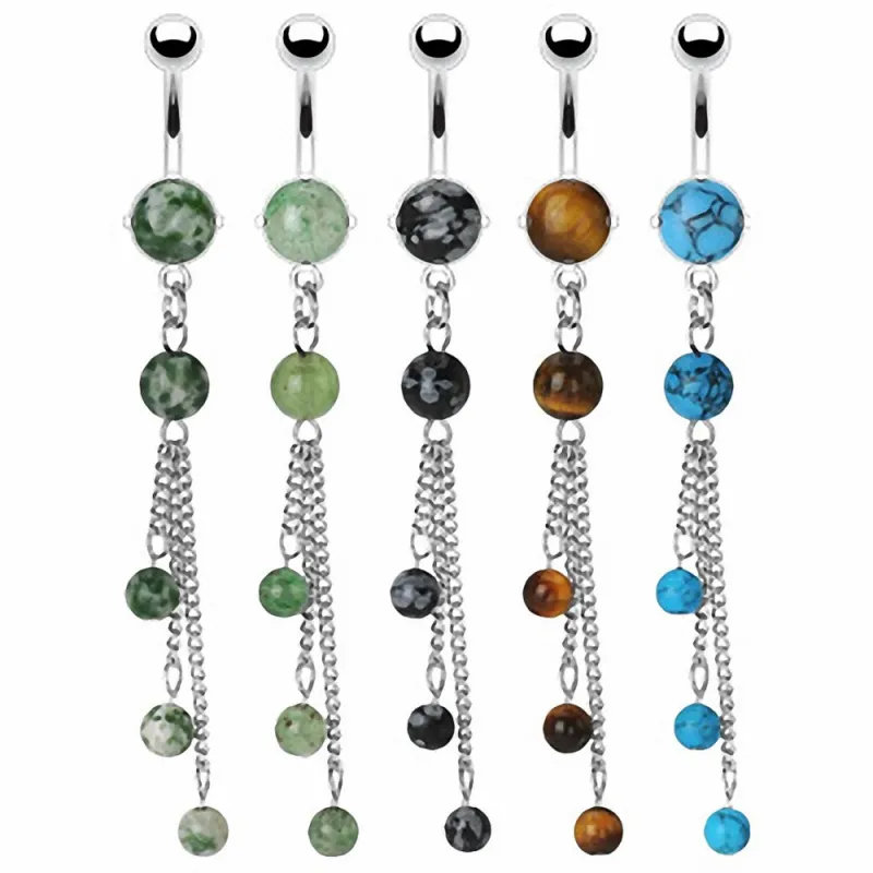 Piercing nombril chaines pierres semi précieuses