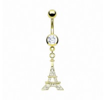 Piercing nombril plaqué or Tour Eiffel