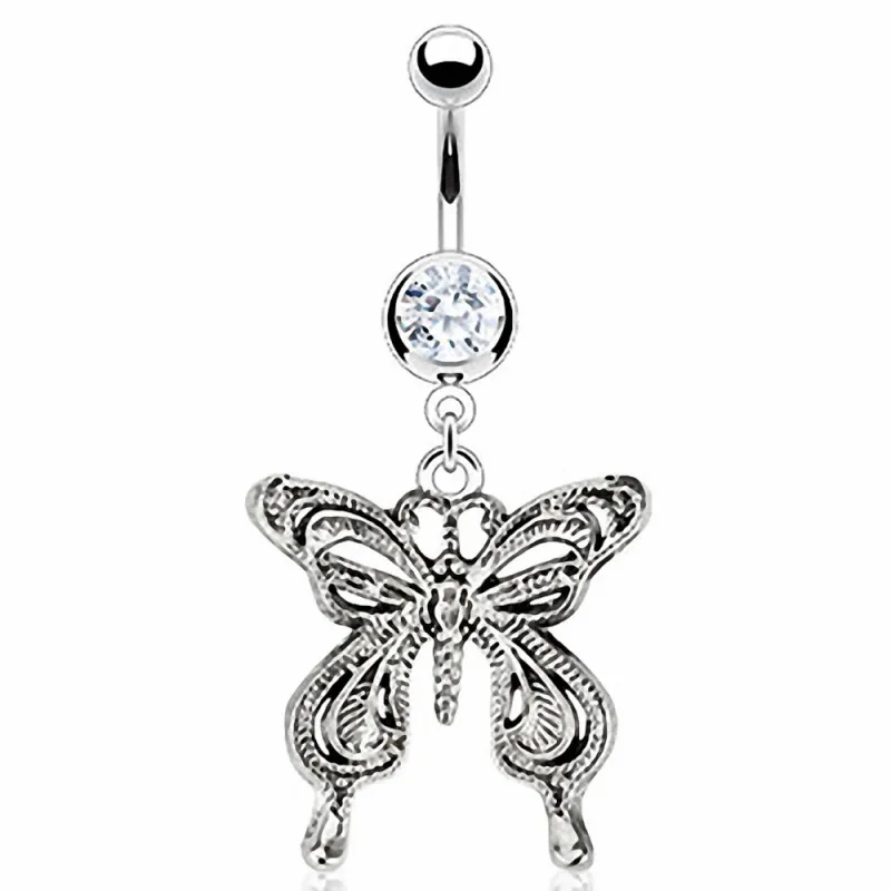 Piercing nombril papillon vintage