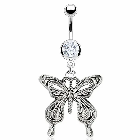 Piercing nombril papillon vintage
