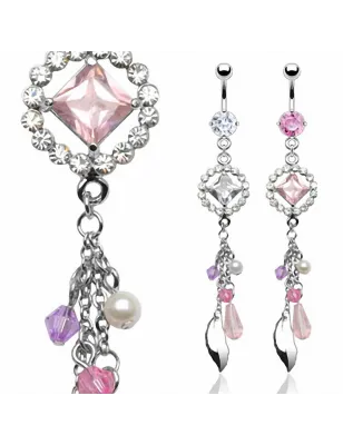Piercing nombril gemmes et perles