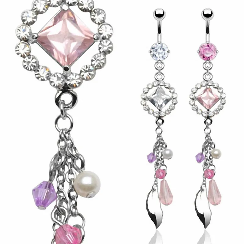 Piercing nombril gemmes et perles