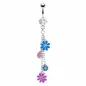 Piercing nombril fleurs multicolores