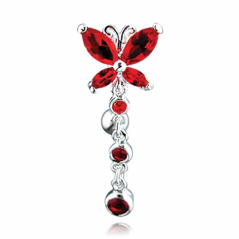 Piercing nombril inversé papillon gemmes