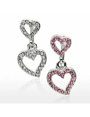 Piercing nombril inversé double coeurs