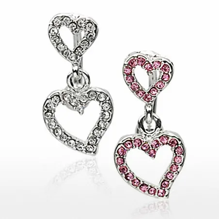 Piercing nombril inversé double coeurs