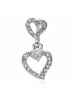 Piercing nombril inversé double coeurs