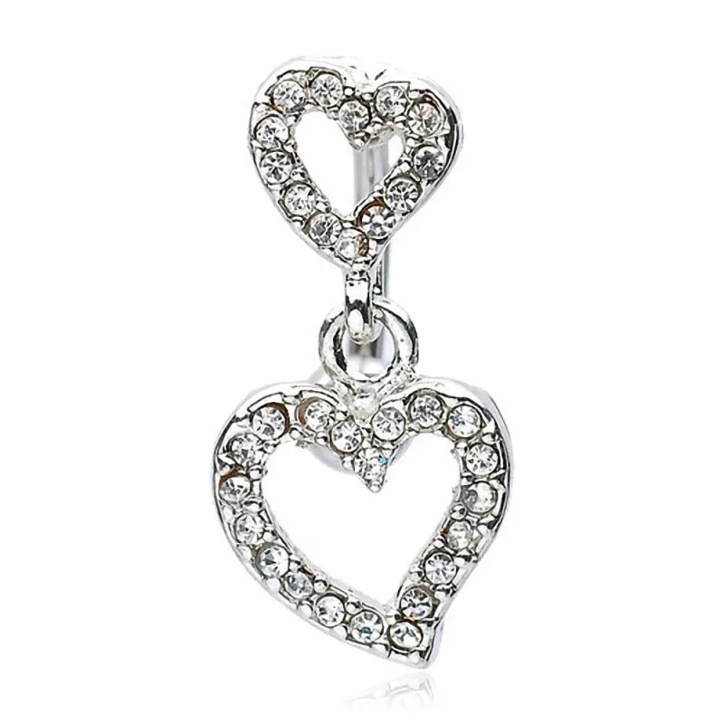 Piercing nombril inversé double coeurs