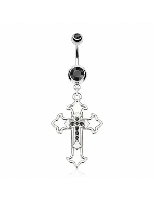Piercing nombril croix gemmes