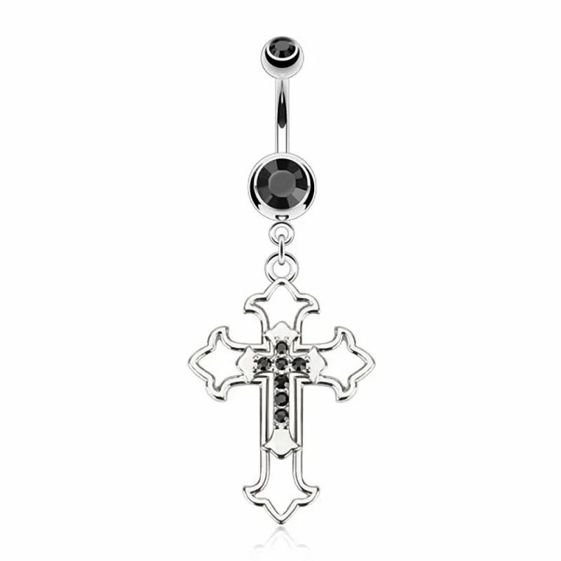Piercing nombril croix gemmes