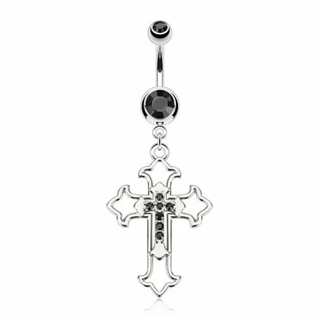 Piercing nombril croix gemmes