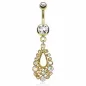 Piercing nombril plaqué or larme gemmes