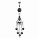 Piercing nombril chandelier perles noires