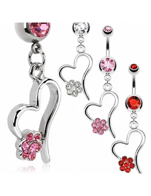 Piercing nombril coeur fleur