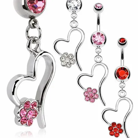 Piercing nombril coeur fleur