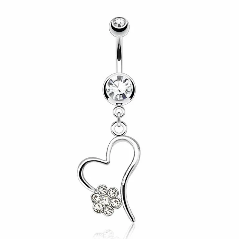 Piercing nombril coeur fleur